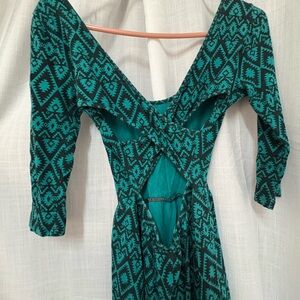 Forever 21 Teal and Black Backless Dress